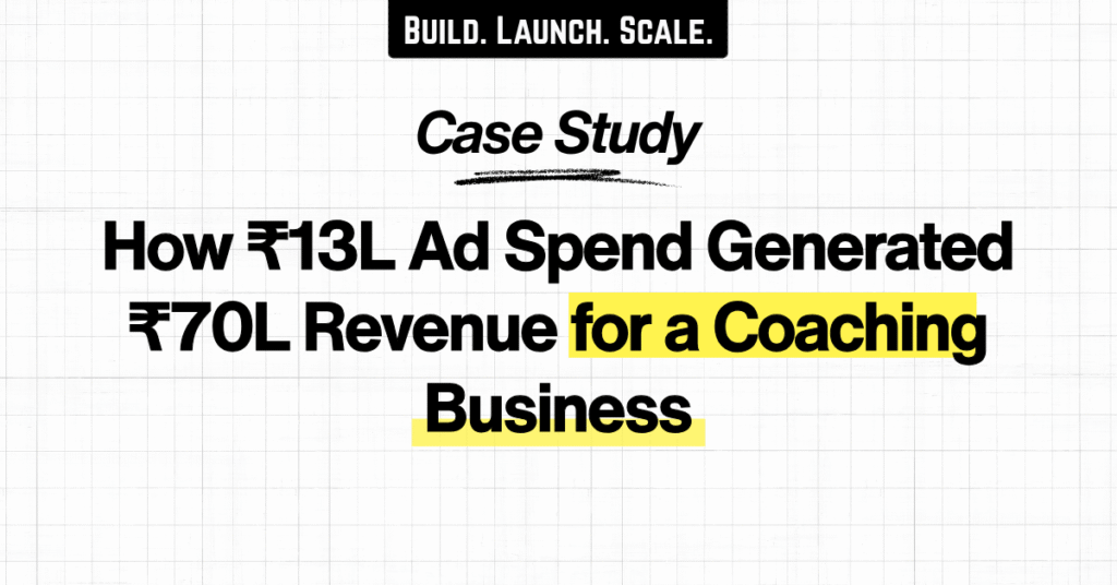 Facebook Ads Case Study: ₹13L to ₹70L Revenue (5X ROAS) for Coaches